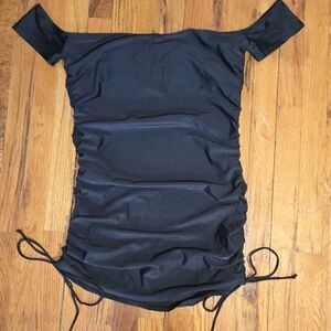 NWT walkonbeach Black Off-Shoulder Adjustable Length Swim Dress XL